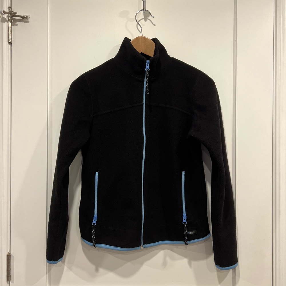 Old Navy Black Fleece Jacket with Blue Accents